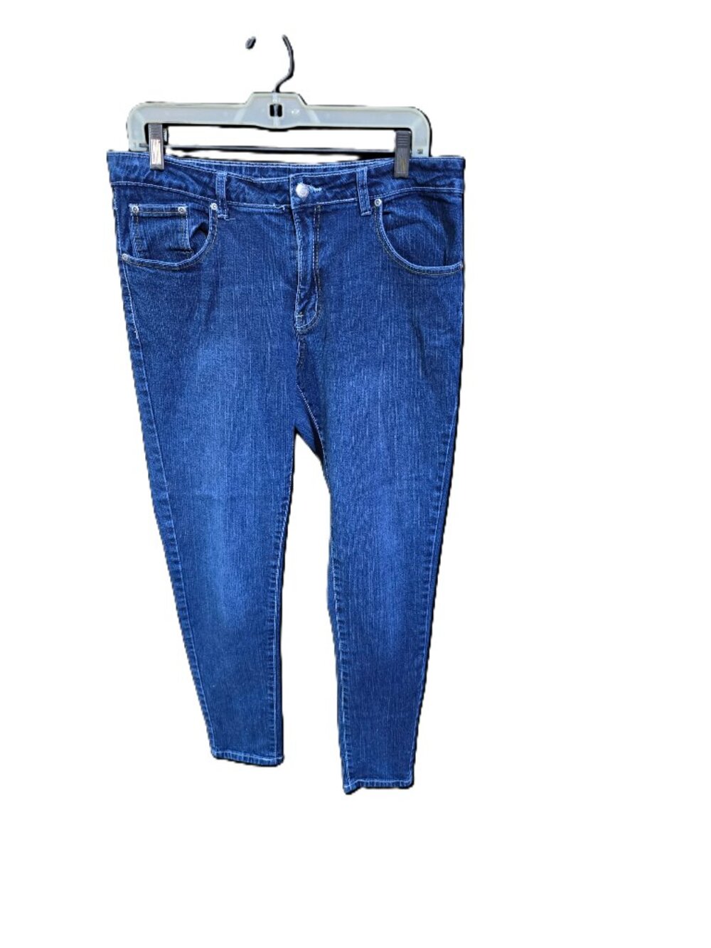 PBX Basics Blue Denim Jeans Skinny Straight Leg Embroidered Pockets Size 12